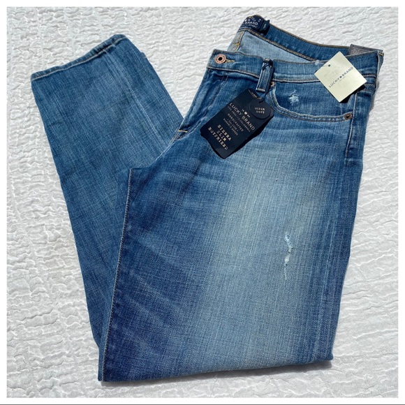 🎉HP🎊 NWT🍀LUCKY BRAND “Sienna Slim”Boyfriend BoHo Chic Ankle Jeans 31” Sz 12 - Picture 12 of 16